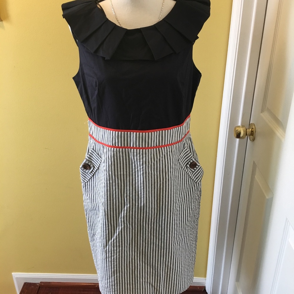 Dress, navy, red and gray.  New with tag.